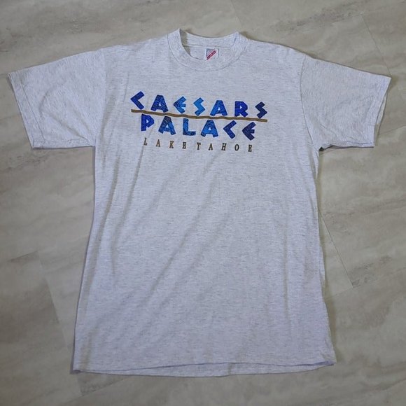 Vintage Caesars Palace Lake Tahoe Graphic Jerzees Gray T-Shirt Large - Picture 1 of 8